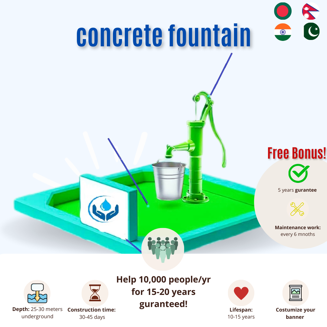 Concrete Fountain: help 10.000 people/yr